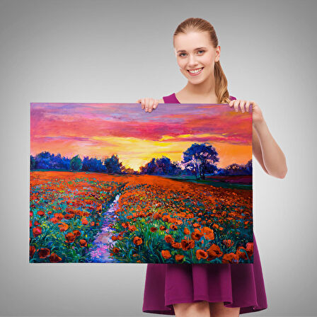 Harita Sepeti Haşhaş Tarlasının Yağlı Boya Tablosu-1211