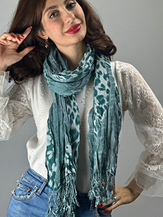 LEOPAR DESENLİ YUMUŞAK UNİSEX ŞAL FULAR 190X65 CM