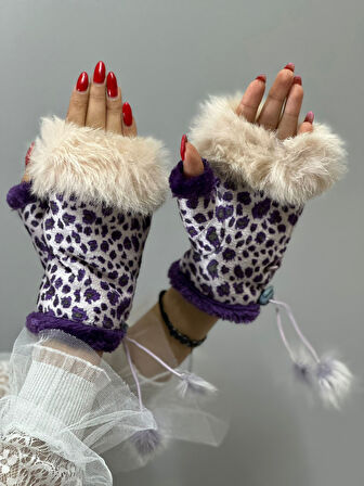 LEOPRA KÜRKLÜ PARMAKSIZ KADIN ELDİVEN