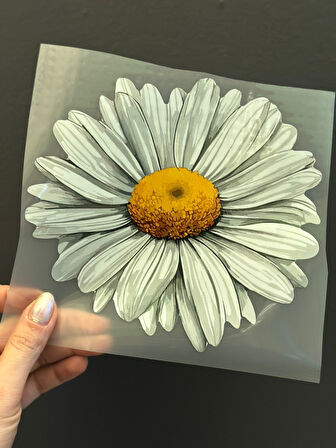 ÜTÜ İLE YAPIŞAN PAPATYA TRANSFER BASKI ARMA 16X14 CM