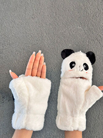 PELUŞ PANDA NAKIŞ İŞLEME KATLANIR PARMAK ELDİVEN