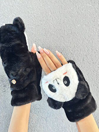 PELUŞ PANDA NAKIŞ İŞLEME KATLANIR PARMAK ELDİVEN