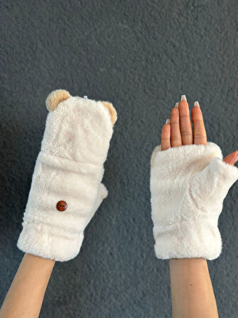 KUKLA PELUŞ İÇİ KÜRKLÜ AAÇILIR PARMAK NAKIŞ İŞLEME ELDİVEN