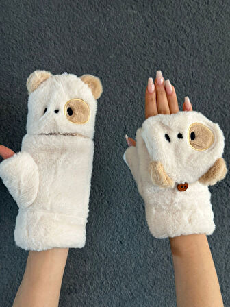 KUKLA PELUŞ İÇİ KÜRKLÜ AAÇILIR PARMAK NAKIŞ İŞLEME ELDİVEN