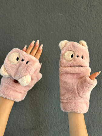 KUKLA PELUŞ İÇİ KÜRKLÜ AAÇILIR PARMAK NAKIŞ İŞLEME ELDİVEN