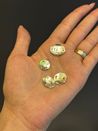 4 ADET DELİKLİ DİKME KRİSTAL TAŞ SET 2X1 CM 1X1 CM 1,5X1 CM