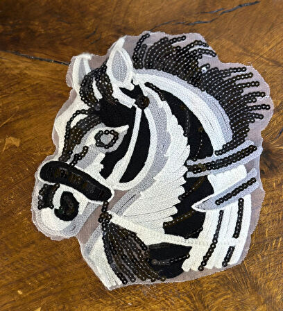 DOKUMA PAYETLİ AT ARMA DİKİŞ APLİKE 22X20 CM