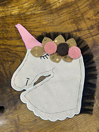 KABARTMA ÇİÇEK TASARIM AT ARMA DİKİŞ APLİKE 33X25 CM