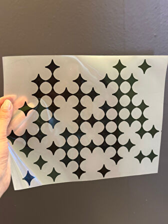 ÜTÜ İLE YAPIŞAN 2 Lİ SİYAH DESENLİ TRANSFER BASKI ARMA 20X20 CM