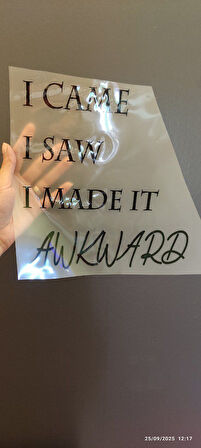 ÜTÜ İLE YAPIŞAN SİYAH YAZILI TİŞÖRT TRANSFER BASKI ARMA 26X25 CM