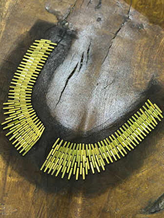 SARI BONCUK İŞLEME TASARIM YAKA DİKİŞ APLİKE 25X7 CM