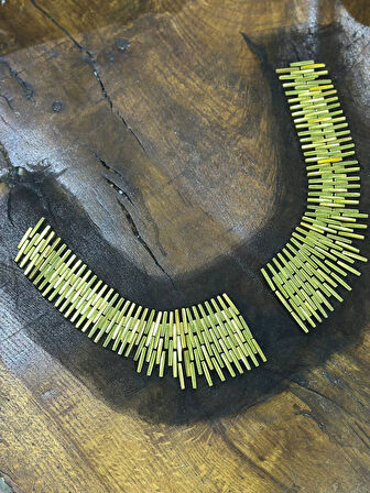 SARI BONCUK İŞLEME TASARIM YAKA DİKİŞ APLİKE 25X7 CM