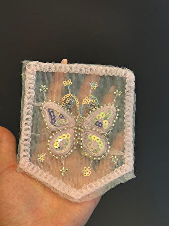 14X11 CM BONCUK PUL İŞLEME KELEBEK CEP ARMA DİKİŞ APLİKE