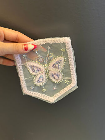 14X11 CM BONCUK PUL İŞLEME KELEBEK CEP ARMA DİKİŞ APLİKE