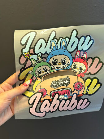 ÜTÜ İLE YAPIŞAN LABUBU TRANSFER BASKI ARMA 22X21 CM