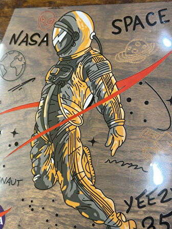 ÜTÜ İLE YAPIŞAN ASTRONOT TRANSFER BASKI ARMA 24X24 CM