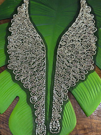 2 Lİ SAĞ SOL BONCUK İŞLEME KANAT MELEK KANADI APLİKE 40X11 CM