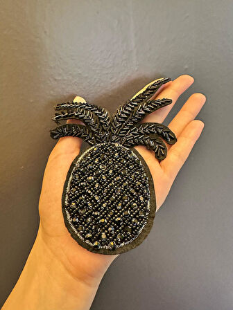 24X10 CM BONCUK ZİRKON TAŞ İŞLEME ANANAS ARMA DİKİŞ APLİKE