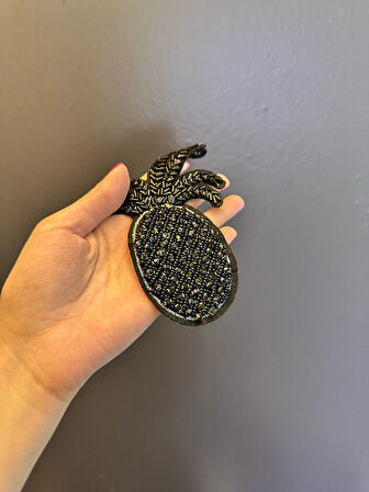 24X10 CM BONCUK ZİRKON TAŞ İŞLEME ANANAS ARMA DİKİŞ APLİKE
