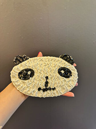 17X13 CM BONCUK İŞLEME PANDA ARMA DİKİŞ APLİKE