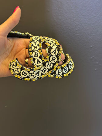 ZİRKON TAŞLI HARFLİ ARMA DİKİŞ APLİKE 15X15 CM