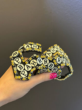 ZİRKON TAŞLI HARFLİ ARMA DİKİŞ APLİKE 15X15 CM