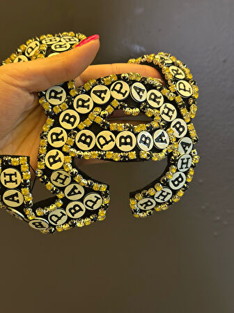 ZİRKON TAŞLI HARFLİ ARMA DİKİŞ APLİKE 15X15 CM