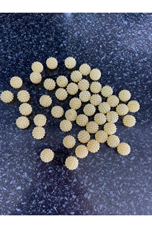 DELİKLİ İNCİ BONCUK  SARI RENK 1 PAKET 50 ADET 1 CM 