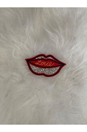 10X5 CM TAŞLI  DUDAK APLİKE ARMA YAMA  ÜTÜ İLE YAPIŞIR