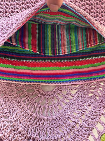 EL ÖRGÜSÜ NAZAR BONCUKLU 27X19CM ASKILI KAĞIT İP CLUTCH PORTFÖY ÇANTA