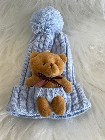 BEBEK AYICIKLI YUMUŞAK PONPONLU ÇOCUK BERE