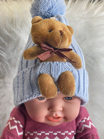 BEBEK AYICIKLI YUMUŞAK PONPONLU ÇOCUK BERE