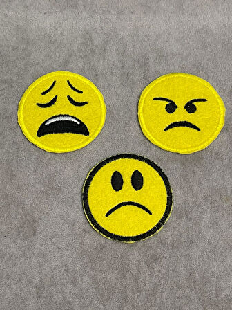 5CM ÇAPLI FARKLI SURATLI 3'LÜ SMİLE ÜTÜ İLE YAPIŞAN APLİK ARMA YAMA