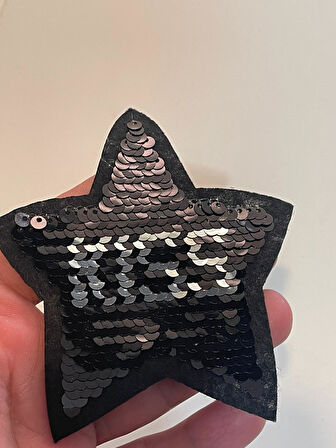 9X11 CM ÜTÜ İLE YAPIŞAN KİSS YILDIZ PUL PAYETLİ APLİK YAMA AKSESUAR