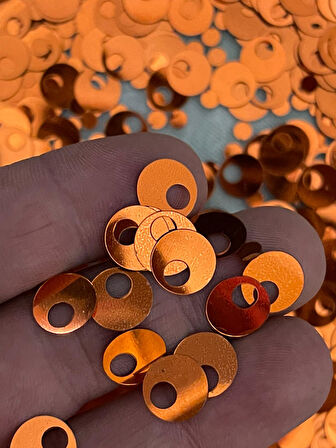 1 CM BRONZ YUVARLAK DANTEL OYA YAZMA LAZER KESİM PUL PAYET 50 GR