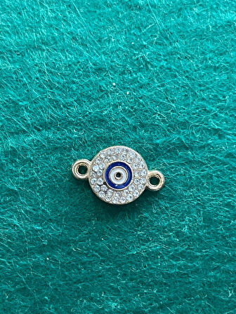 1.5 CM ALTIN SARISI  ZİRKON TAŞLI NAZAR BONCUKLU KOLYE BİLEKLİK UCU TAKI YAPIMI