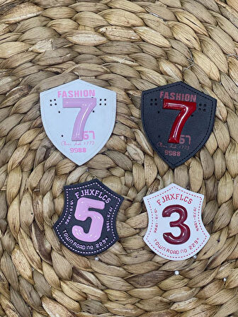 4 ADET 3-5-7-7 DERİ RAKAMLAR SET ARMA APLİKE HOBİ MALZEMESİ