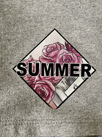 ÜTÜ İLE YAPIŞAN SUMMER YAZILI BASKI APLİKE TRASFER BASKI TİŞÖRT BASKI