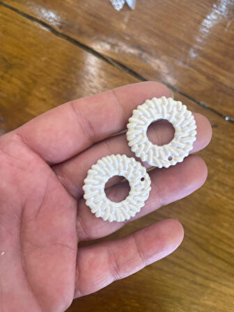 3 CM ÇAP 2 ADET HALKA KABARTMA KOLYE UCU KÜPE UCU TAKI MALZEMESİ