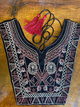 25x18 CM ETNİK BOHEM NAKIŞ İŞLEME YAKA ELBİSE YAKA BLUZ YAKA PÜSKÜLLÜ