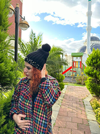 PUL PAYEETLİ PONPONLU TRİKO  KADIN BERE KIZ BERE