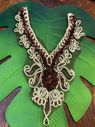 39X17 CM PUL PAYETLİ NAKIŞ İŞLEME YAKA DİKİŞ GİYİM AKSESUARI