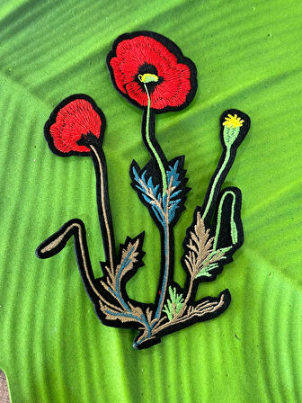 15X10 CM ÜTÜ İLE YAPIŞAN GELİNCİK ÇİÇEK ARMA YAMA DİKİŞ HOBİ AKSESUARI