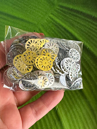 1 CM 20 GR TEKERLEK DELİKLİ PUL PAYET OYA YAZMA İŞLEME PULU