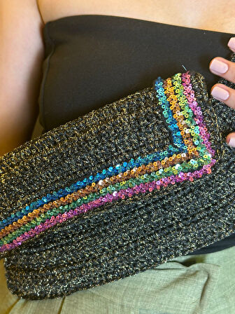 EL ÖRGÜSÜ PUL PAYETLİ ÇAPRAZ ÇANTA AYARLANABİLİR BOY