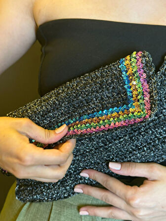 EL ÖRGÜSÜ PUL PAYETLİ ÇAPRAZ ÇANTA AYARLANABİLİR BOY