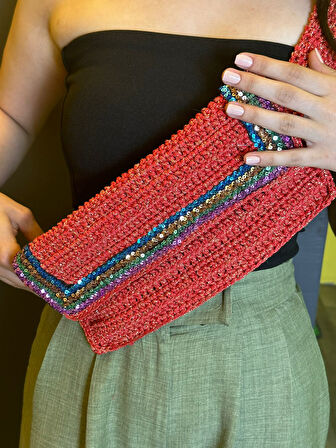 EL ÖRGÜSÜ PUL PAYETLİ ÇAPRAZ ÇANTA AYARLANABİLİR BOY