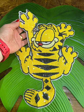 31X20 CM PUL PAYETLİ GARFİELD ARMA DİKİŞ GİYİM APLİKE