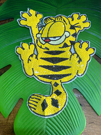 31X20 CM PUL PAYETLİ GARFİELD ARMA DİKİŞ GİYİM APLİKE