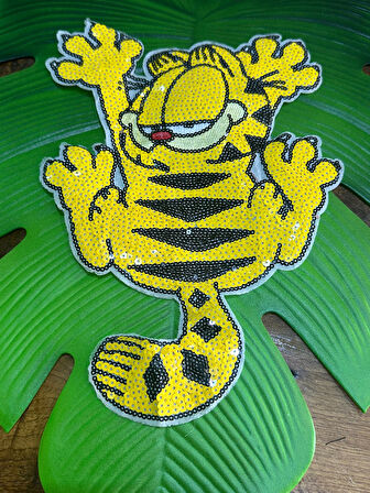 31X20 CM PUL PAYETLİ GARFİELD ARMA DİKİŞ GİYİM APLİKE